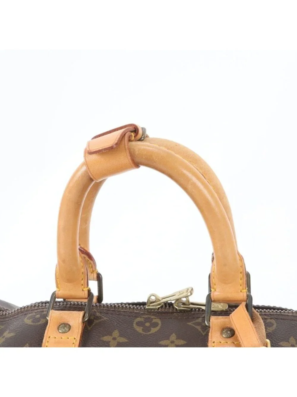 Louis Vuitton Monogram Keepall 45 Leather Boston Bag Tote Travel